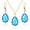 Gold,Aquamarine,Mar, variant on Ruby Crystal Wedding Jewelry Sets for Women, Garnet Imitation Diamond Pendant Necklace Set, Gold Plated Drop Dangle Red Earring Set, Boho Teardrop Rhinestone Birthstone Jewelry Set