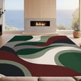 thumbnail image 2 of Design&I 2'x3' Ultra Soft Door Mat, Green and Burgundy Abstract Waves Dynamic Curved with Modern Flair Fluffy Washable Easy Care Indoor rug for Bedside Entryway, 2 of 3