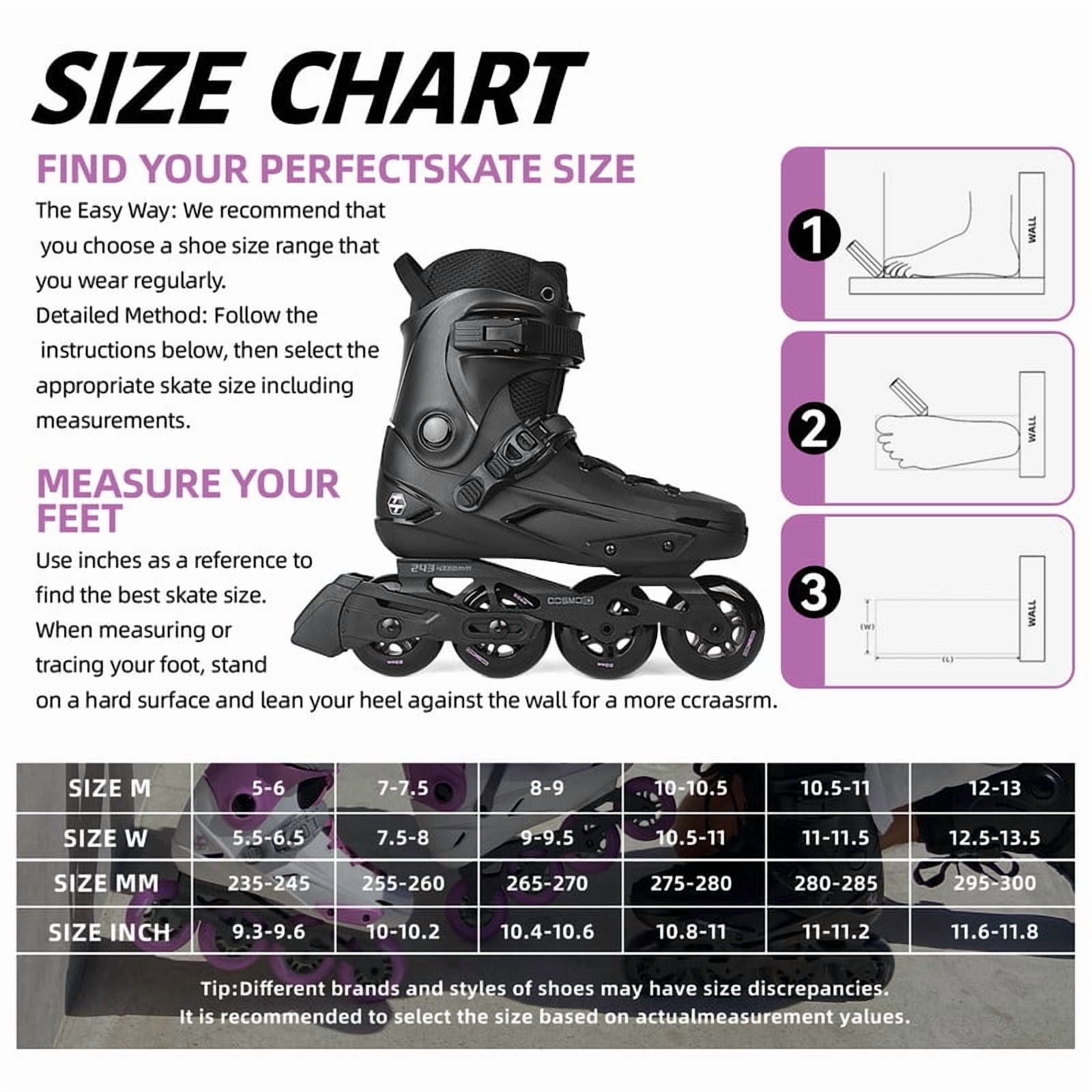 Professional Inline Skates for Women Men, COSMOID Roller Blades Adult Male Female, Size 5-13，Professional Fitness Roller Skates Blades for Unisex