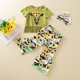 thumbnail image 4 of Ropa Para Bebé (Niño O Niña) Traje Para Niño Pequeño Manga Corta Girasol Vaca Patrón Estampado Pantalones Dos Piezas Verde Odeerbi LM103-11371, 4 of 9