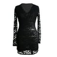 thumbnail image 6 of Adeawade Women Dresses V Neck Long Sleeve Lace Bodycon Party Dress Fall Winter Occasion Stylish Clothes Black L, 6 of 7