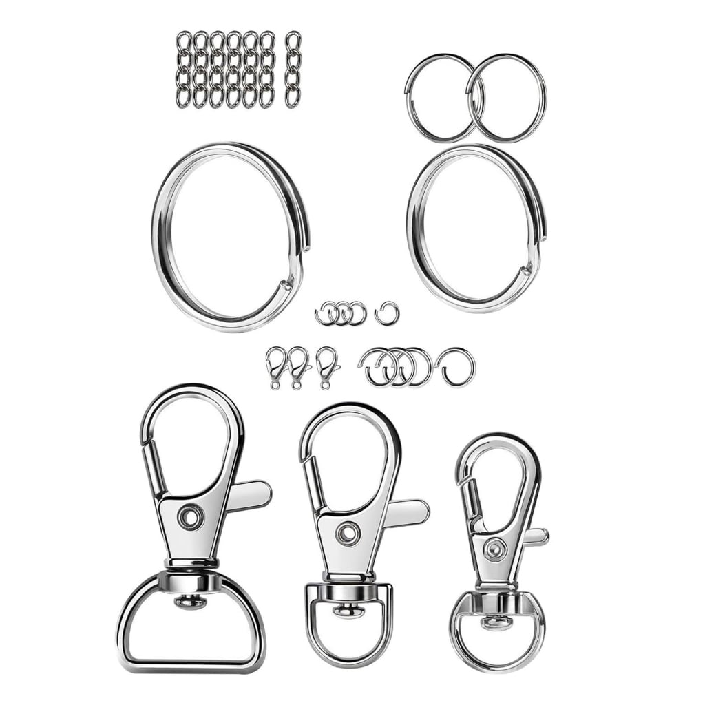 Oasiva 265Pcs/Set Swivel Snap Hook and Key Rings with Chain Jump Rings Connectors