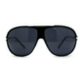 thumbnail image 2 of Mens Classic Sporty Flat Top Mobster Oversize Retro Racer Sunglasses All Black, 2 of 4