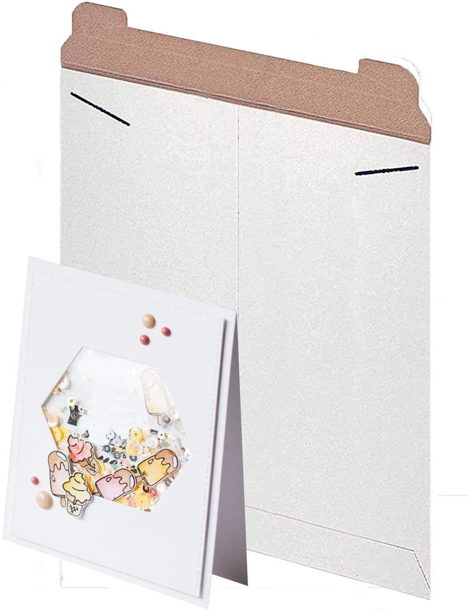 AMZ Supply White Tab Lock Mailers 6 x 8 Rigid Paperboard Mailers Pack