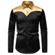 thumbnail image 2 of Blusa y camisa de manga larga con cuello vuelto para hombre, blusa informal de moda con botones y retazos, blusa de manga larga con cuello vuelto, blusa de poliéster para hombre, 2 of 7