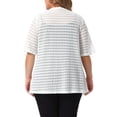 thumbnail image 3 of Agnes Orinda Women's Plus Size Cardigan Lace Hollow Out Short Sleeve Lightweight Open Front Casual Cover Up Crochet Sheer Cardigans 1X White, 3 of 6