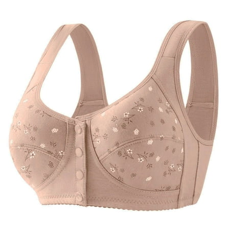 Ovticza Everyday Cotton Snap Bras - Women s Front Close Builtup Sports Push Up Wire Free Bra Pink 36