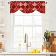 thumbnail image 3 of Red Fish Scale Tie Up Valance Curtains for Windows, Kitchen Curtains Window Treatments, Modern Geometric Ombre Abstract Moroccan Short Window Shades Valances for Bedroom Bathroom Cafe 42"x18", 3 of 8