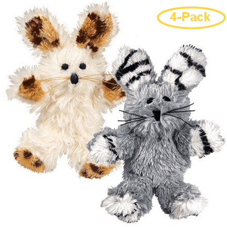 - Kong Fuzzy Bunny Softies Cat Toy - Assorted Fuzzy Bunny - Assorted Colors - Pack of 4