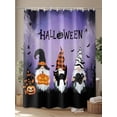 thumbnail image 4 of Gnomes Halloween Shower Curtain, Purple Pumpkin Black Cat Bat Bathroom Decor Curtains Set with Hooks, Waterproof Fabric Home Accessories， Stall 36 X 72 Inch, 4 of 6