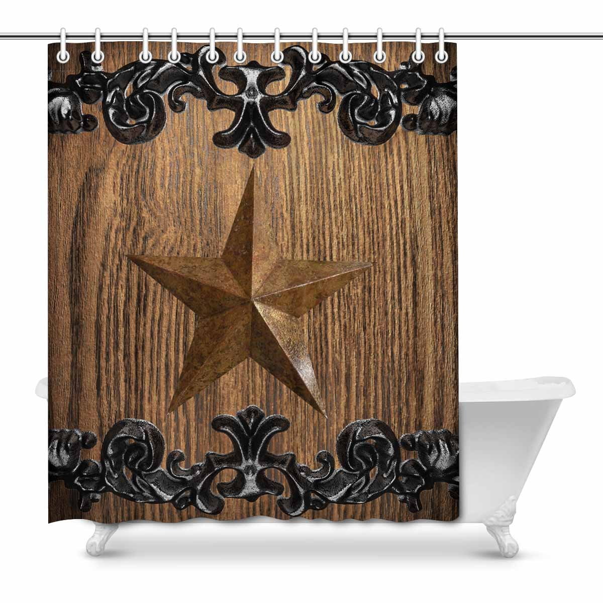 Western Shower Curtain Texas Star Barb Wire Rustic 60x72" Bathroom Decor NEW 