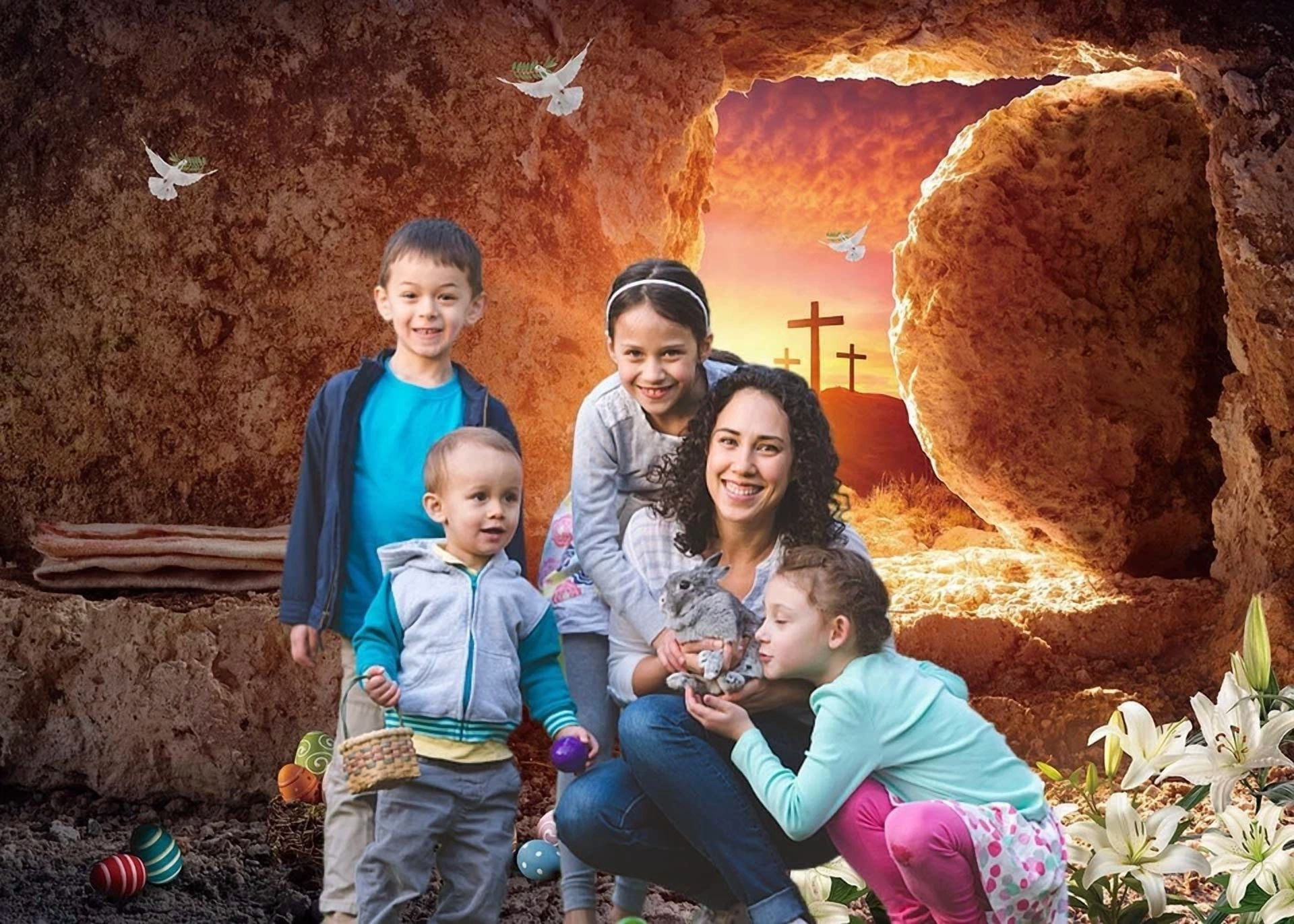 BUTTERFLY- 7X5Ft Easter Empty Tomb Photography Background Jesus Crucifixion Resurrection
