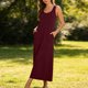 thumbnail image 4 of Vestido de Cuello de Tripulación para las Mujeres Moda Casual Color Sólido sin Mangas Bolsillo Longitud de Tobillo Vestido de Verano Largo para las Mujeres, 4 of 6