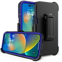 Elegant Choise Phone Case with Belt Clip Holster Stand for iPhone 14 Pro Shockproof Cover, Navy Blue
