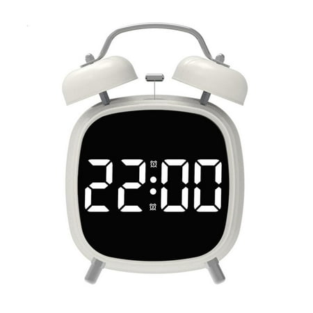 Necvior Vintaged Digital Alarm Clock Twin Bells Loud Alarm Desk Clocks with Adjustment Light Dimmable Display