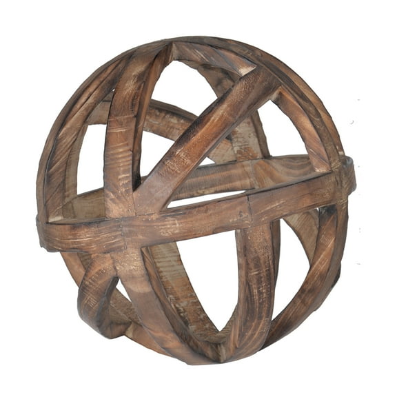 CC Home Furnishings Rustic Style Carved Orb Decoration - 9.75" - Brown