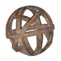 CC Home Furnishings Rustic Style Carved Orb Decoration - 9.75" - Brown