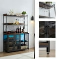 thumbnail image 3 of Spaco Coffee Bar Cabinet, 3 Tier Shelves, Glass & Mug Display, Brown Alder Wood Tone, 3 of 5