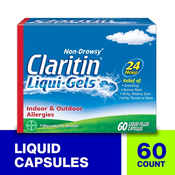 Claritin 24 Hour Non-Drowsy Allergy Relief Liqui-Gels, 10 mg, 60 Ct