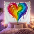 thumbnail image 2 of Rainbow Heart with Glossy Swirling Paint Drips, Romantic Illustration for Art Lovers, Colorful Wall Decor, Valentine's Day Gift, Tapestry Wall Hanging for Bedroom and Dorm, 2 of 7