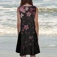 thumbnail image 4 of Staron Robe d'Été pour Femmes Ample à Col Rond Ligne A Décontractée Robes de Printemps Imprimé Floral Sans Manches Débardeur Fluide avec Poches Robe de Plage Noir m, 4 of 6