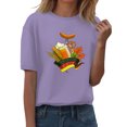 thumbnail image 2 of Unisex Casual Short Sleeve T-Shirts,Round Neck Loose Fit Summer Basic Tee Tops,Lightweight Soft Breathable Crewneck Pullover Shirts for Daily Wear,Workout,Travel,Vacation Light Violet XL, 2 of 4