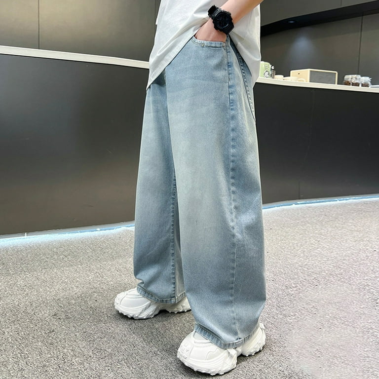 ZHOUCHANKIDS Boys Baggy Jeans Long Pants Elastic Waist Streetwear