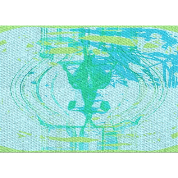 Ahgly Company Machine Washable Indoor Rectangle Transitional Turquoise Green Area Rugs, 2' x 4'