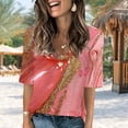 thumbnail image 4 of ZQUUVOU Women's T-Shirts Boho Floral Short-Sleeved V-Neck Beach Tops(H-Pink,S), 4 of 7