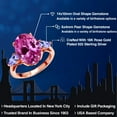 thumbnail image 2 of Gem Stone King 6.89 Ct Oval Pink Created Sapphire Blue Tanzanite 18K Rose Gold Plated Silver 3-Stone Engagement Ring, 2 of 6