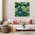 thumbnail image 5 of Palm Leaf Wall Art Painting on Canvas, Green Tropical Plant Summer Nature Scenery Canvas Art Home Prints Wall Art Framed Modern Artwork for Living Room Bedroom Wall Decor 20x20in, 5 of 9