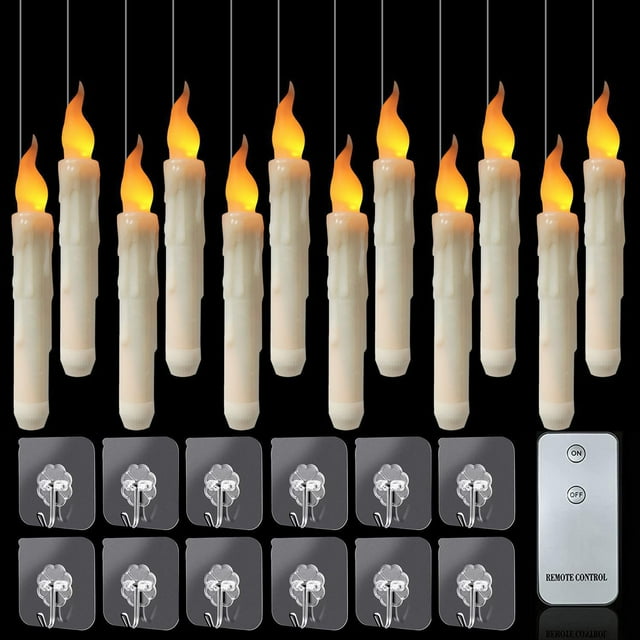 TopLLC Christmas Tree Decorations Halloween Decorations - Floating LED Candles With Remote Control - Witch Christmas Decor For Indoor Home Room Classroom Bedroom Birthday Party (with Remote)