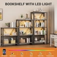 thumbnail image 4 of 5 Tier Bookshelf with LED Lights, Bookcase with Open Display Shelves, Wood and Metal Standing Bookshelf with Storage Rack for Living Room Bedroom Home Office, 4 of 9