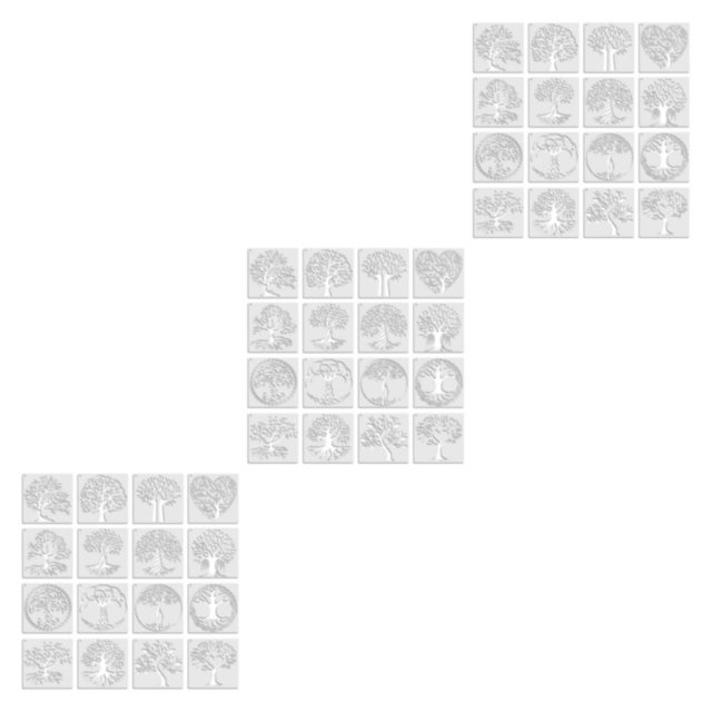 braveheart 16pcs Delicate Pattern Tree Stencils For Painting Easy Operation Detailed Carved Wide Application Plastic Postcards 16pcs 3Set