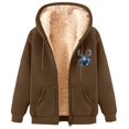 thumbnail image 2 of Womens Jacket Heavyweight Jackets for Cozy Winter Hooded Open Front Cardigan Outerwear Trench Coat Women Brown XXXXL, 2 of 3