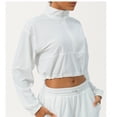 thumbnail image 2 of Htigea Women's Crop Sweatshirt 1/4 Zip Long Sleeve Pullover Lightweight Workout Athletic Shirt Tops White S, 2 of 4