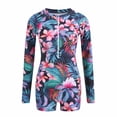thumbnail image 4 of Quealent Women Plus Size Two Piece Long Sleeve Rash Guard Sets Built in Bra Swim Shirt Top and Shorts with Pockets UPF50+ Multicolour for S, 4 of 5