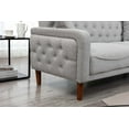 thumbnail image 3 of Mid Century Couches, 3-Seat Linen Love Seat Sofa with 2 Throw Pillows, Armrest and Wooden Legs, Button Tufted Upholstered Loveseats for Living Room, Bedroom, Office, Apartment (Grey), 3 of 9