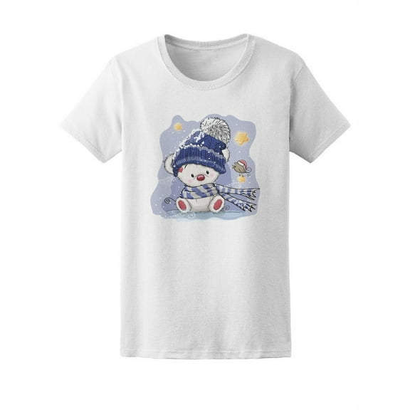 Cute Polar Bear In A Hat T-Shirt Women -Image by Shutterstock, Female XX-Large