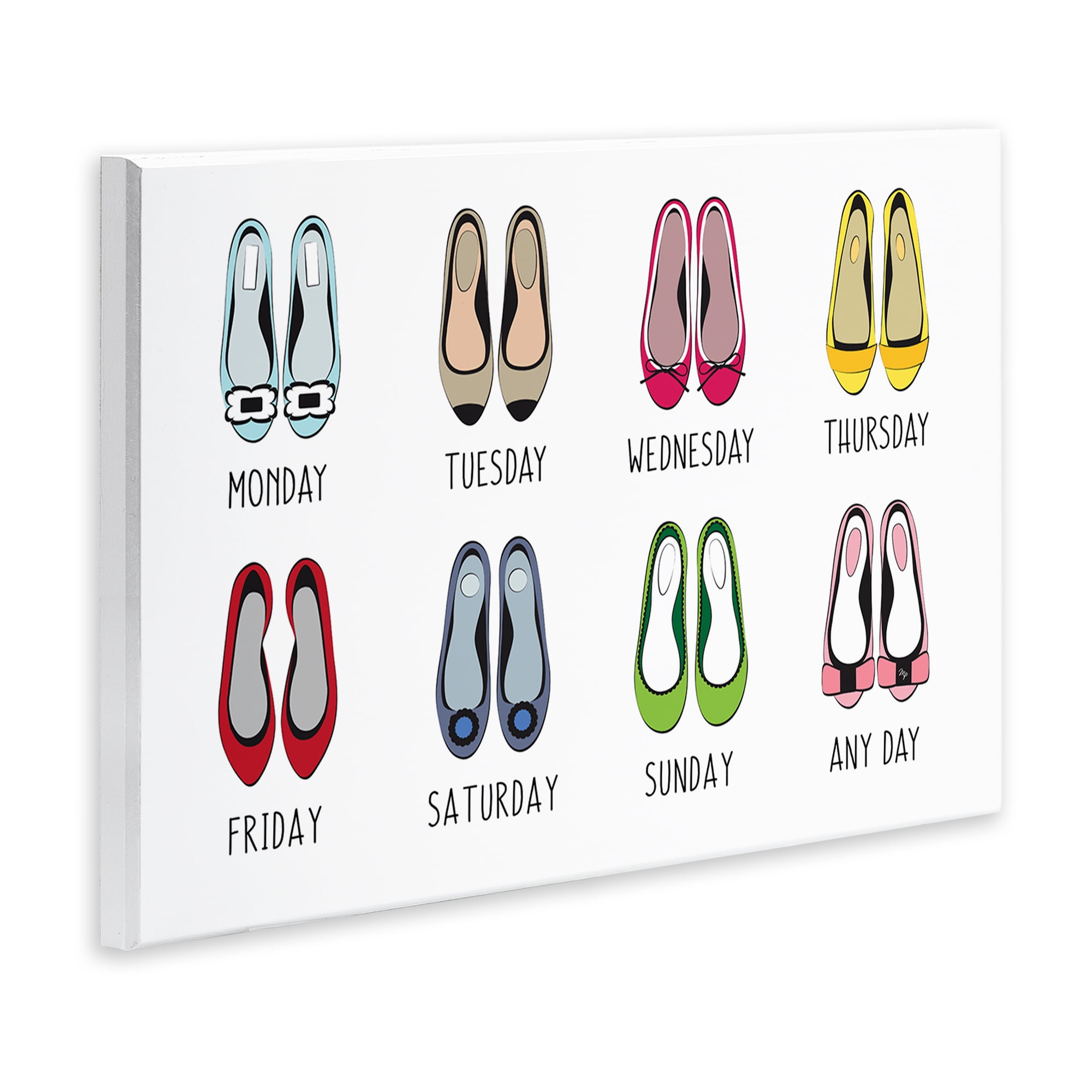 Stupell Industries Shoe Week Days Fashion Painting Unframed Art Print Wall Art, 19 x 13