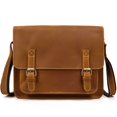 thumbnail image 1 of Bolso de hombro de cuero genuino para hombre Bolso cruzado de cuero de Caballo Loco Bolso de hombro con tapa abatible de piel de vaca de capa superior, 1 of 6