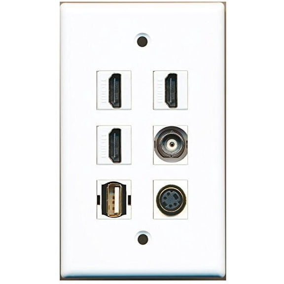 RiteAV - 3 HDMI 1 Port USB A-A 1 Port S-Video 1 Port BNC Wall Plate