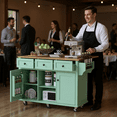 thumbnail image 5 of Homy Casa Multi-Purpose Rolling Utility Cart with Drop-Leaf Tabletop, Adjustable Storage Racks, and Wheels, 5 of 8