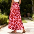 thumbnail image 5 of LWavelet Women Floral Print Maxi Skirt Elastic Waist With Pockets Boho Summer Long Skirt Watermelon Red L, 5 of 5