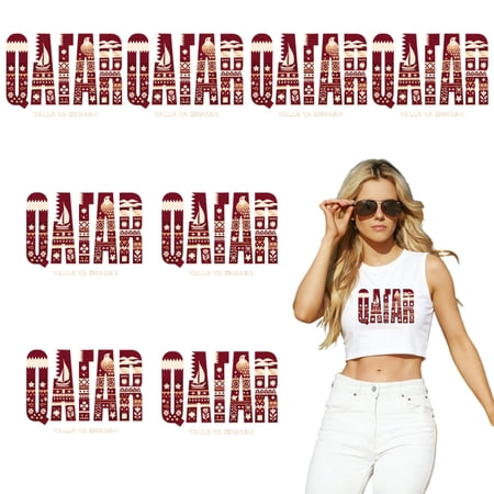 8 large-sized iron-on transfer sheets , DTF Transfer Ready to Press for T-Shirts, Qatar Pattern Print Design Text, Waterproof Heat Transfer Vinyl for Apparel(28CM-11.02in)