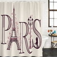 thumbnail image 2 of PARIS Bathroom Shower Curtains with 12 Hooks Polyester Waterproof Shower Curtain for Stalls and Bathtubs Vintage Pink Eiffel Tower Romantic Leaves Couple Decorative Bathroom Curtain 54x78 Inches, 2 of 9