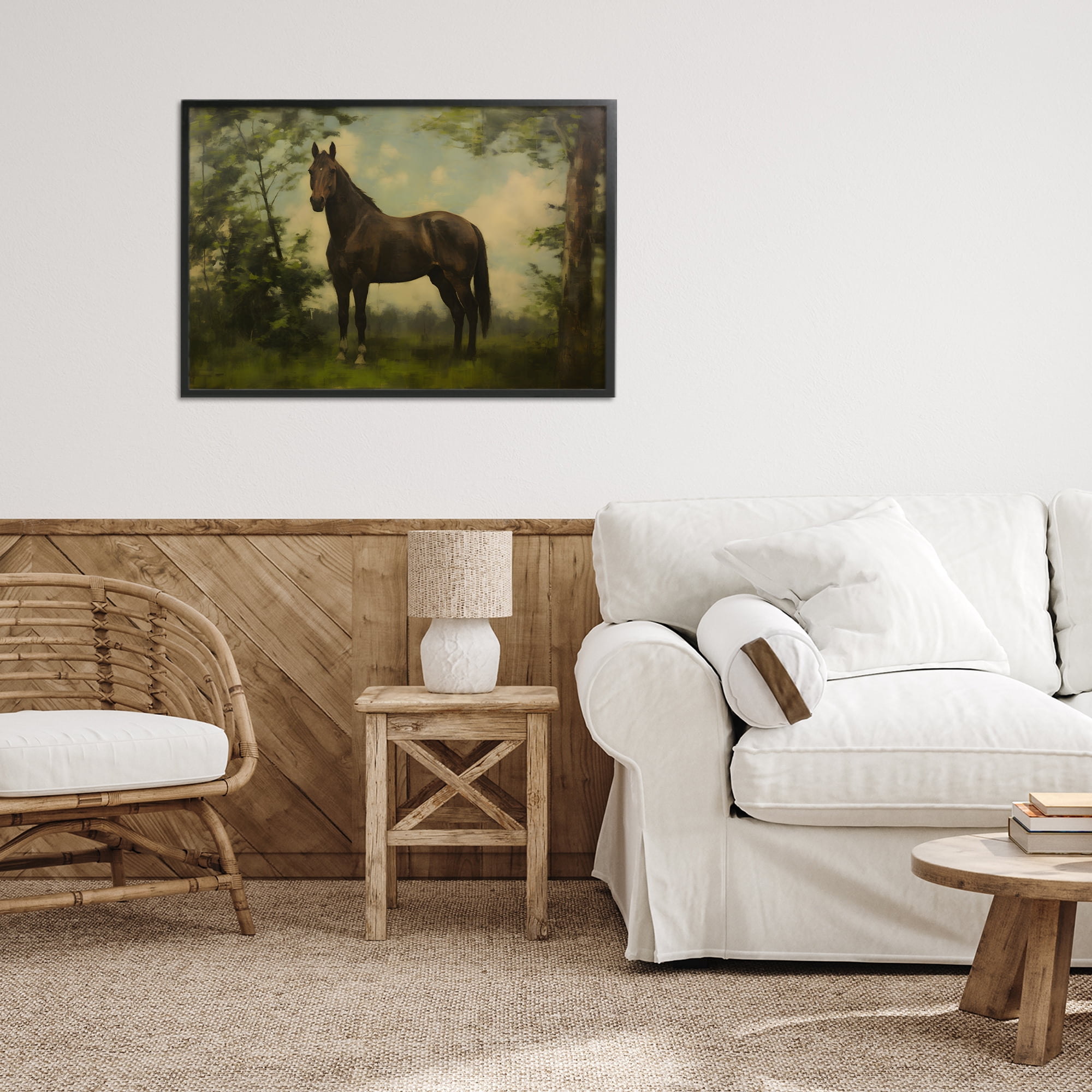 Stupell Industries Forest Horse Portrait Black Framed Giclee Art, design by Petal Prints Design