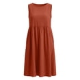 thumbnail image 5 of Vivianyo HD Women's Casual Sleeveless Empire Waist Midi Dress, Round Neck with Side Pockets, Women's Red, Sizes S-5XL, 5 of 10
