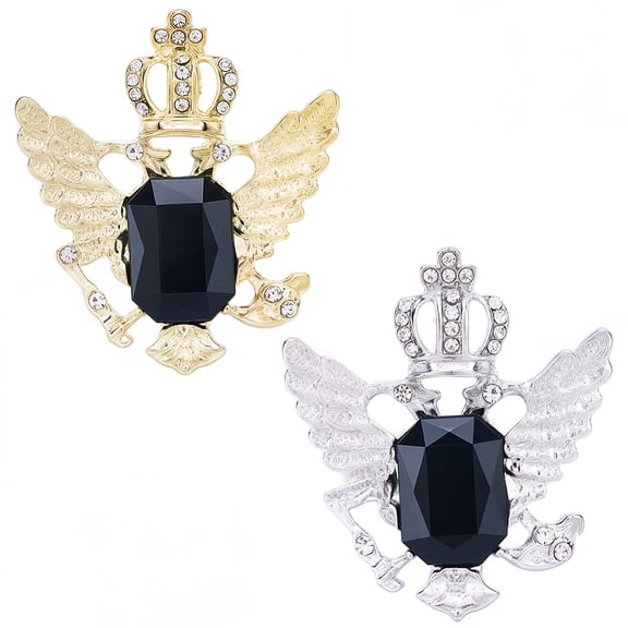 2PCS Eagle Shape Mens Neck Tie Rings Gold Silver Tone Necktie Clasp Alloy Rhinestone Bling Shiny Tie Tacks Ring Holder Accessories Bulk