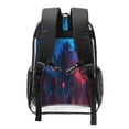 thumbnail image 2 of Susaid Bold Black and White Leaves Orange Print Clear Backpack See Through Transparent Plastic Clear Bookbags for School, College, Stadium,Work, 2 of 7